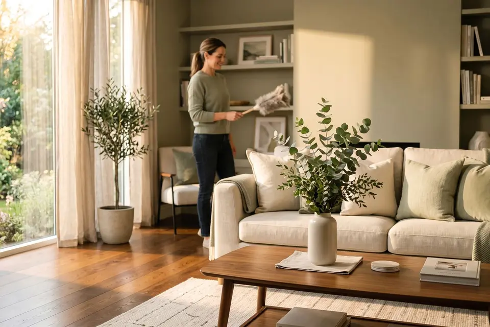 Bright, professionally cleaned living room